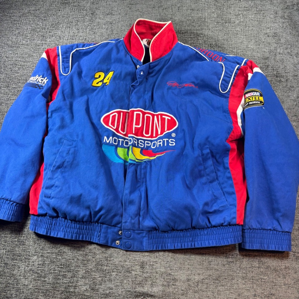 Winners Circle Racing Jacket Men Large Blue DuPont Jeff Gordon NASCAR 24 vintage